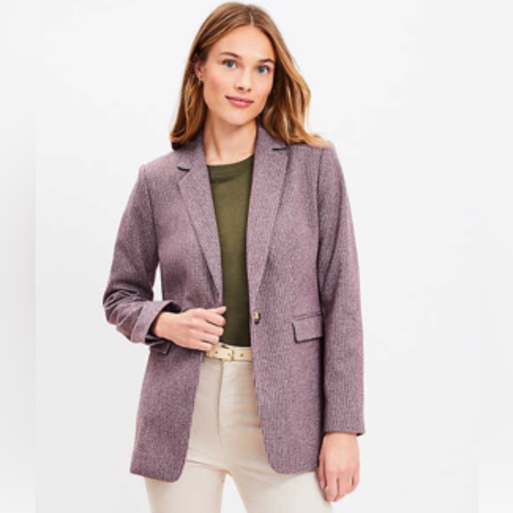 LOFT Women's Houndstooth Blazer - Black and White